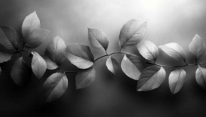 Monochrome Leaf Wallpaper: Aesthetic Plant Branch for Desktop Backgrounds