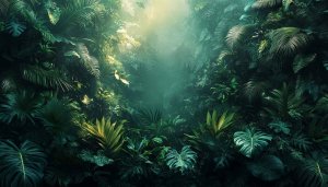 Lush Jungle Wallpaper: Tropical Forest, Nature Background, Greenery Aesthetic