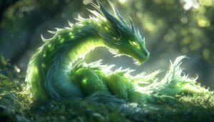 Green Dragon Wallpaper, Mythical Creature, Fantasy Art, 4K Background