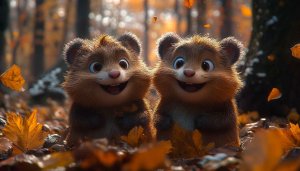 Cute Cartoon Bears Wallpaper, Autumn Forest Background For Desktop, Laptop