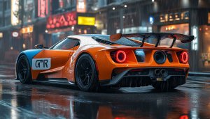 Orange Ford GT Car Wallpaper, Sports Car Wallpaper, Automotive Background