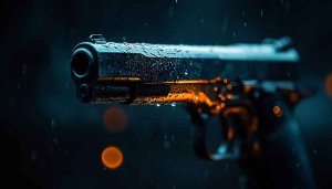 Gun Wallpaper: Wet Gun, Firearms, 4k Wallpaper, Desktop Background