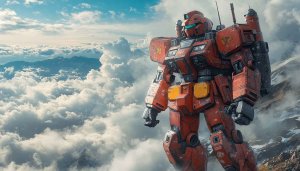 Gundam Wallpaper: Giant Robot Mobile Suit in the Sky