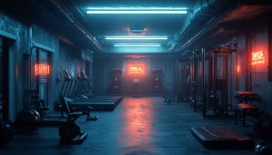 Gym Wallpaper: Fitness Center, Workout Studio, Neon Light, Aesthetic