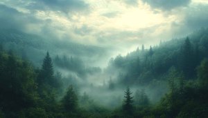 Misty Forest Wallpaper: Nature, Trees, Landscape Background