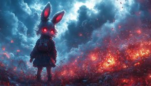 Creepy Anime Bunny Wallpaper 4k, Cartoon, Desktop Backgrounds, Dark Art