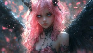 Pink Haired Angel Girl Wallpaper, Fantasy Art Backgrounds 4k