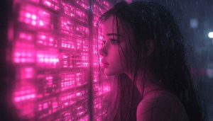 Cyberpunk Girl Wallpaper, Neon Pink, Futuristic Wallpaper, Aesthetic Wallpaper
