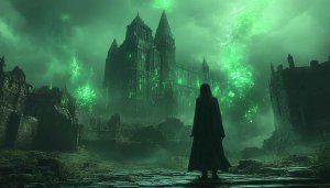Fantasy Castle Wallpaper: Mystic, Green, and Magical Ambiance for Desktop
