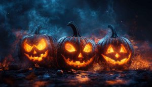 Halloween Pumpkin Wallpaper 4K, Festive Jack-o'-Lanterns Desktop Background