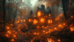 Halloween Wallpaper, Pumpkin Wallpaper, Spooky Wallpaper, Halloween House Wallpaper