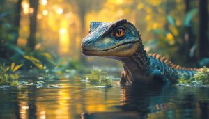 Dinosaur Wallpaper: Reptile in Water 4K, Desktop, Laptop Background