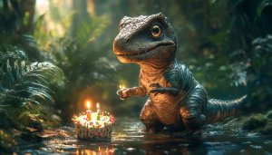Cute Dinosaur Birthday Wallpaper, Animal Wallpaper, Dino 4k Wallpaper