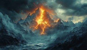 Burning Mountain Wallpaper: Fiery Peaks Landscape Wallpaper For Desktop