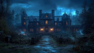 Haunted House Wallpaper, Spooky Mansion Background, Gothic Architecture Wallpaper