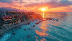 Sunset Beach Wallpaper: Ocean View, Paradise Island, Coastal Scenery