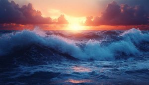 Ocean Wave Wallpaper: Sunset Seascape 4k Wallpaper for Desktop