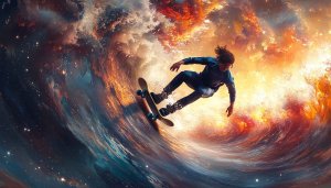 Skateboarding Space Wave Wallpaper: Aesthetic, Cool, 4k, Phone & Desktop
