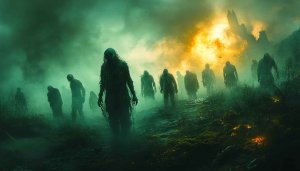 Zombie Wallpaper: Undead Horde in Mist 4k Wallpaper