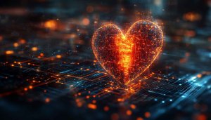 Digital Heart Wallpaper: Futuristic Tech Love Theme, 4K Resolution