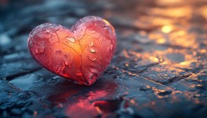 Valentines day wallpaper: Red Heart with water drops HD wallpaper