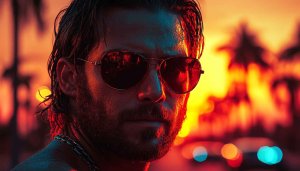 Man with Sunglasses Wallpaper, Summer Sunset Background, Cool Aesthetic