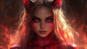 Devil Girl Wallpaper 4K, Fantasy Girl Wallpaper, Red Eyes Wallpaper