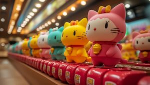 Colorful Kitty Figurines Wallpaper, Cartoon Wallpaper, Character Wallpaper, Cute