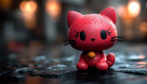 Hello Kitty Wallpaper: Red Kitty Figure 4K, Cute, Adorable