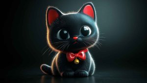 Cute Black Cat Wallpaper: Cartoon Cat, 4k Wallpaper for Desktop