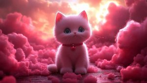 Pink Cat Wallpaper, Cute Kitten 4K Wallpaper For Desktop