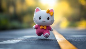Cute Kitty Wallpaper, Cartoon Character Wallpaper, Adorable Animal Background