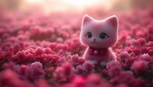 Pink Cat Wallpaper: Cute Kitten, Flowers, Desktop, Laptop Background