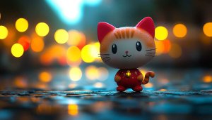 Cute Cat Wallpaper, Animated Cat, Kitten Art, Desktop Background