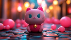 Cute Cartoon Cat Wallpaper, Kawaii Cat Background, Pink Cat Image
