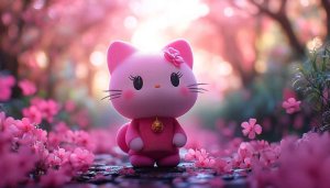 Cute Hello Kitty 4k Wallpaper with Pink Cherry Blossoms