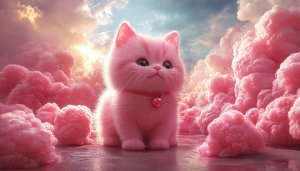 Pink Cat Wallpaper, Cute Kitten Aesthetic, Desktop & Mobile