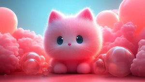 Pink Cat Wallpaper: Cute Animal Wallpaper for Desktop, Laptop, Mobile