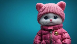 Cute Cat Wallpaper in Pink Hat, Pet Wallpaper 4k