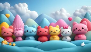 Cute Cat Wallpaper, Kawaii Wallpaper, Cartoon Wallpaper for Desktop