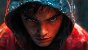 Hooded Man Wallpaper: Moody Aesthetic, Rain Wallpaper, 4K Wallpaper