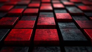 Abstract 3D Blocks Wallpaper: Red and Black Texture Design