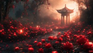 Romantic Rose Garden Wallpaper, Red Flower Scenery, Desktop Backgrounds