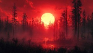 Red Moon Forest Wallpaper - Landscape Wallpaper, Nature Wallpaper