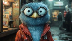 Blue Bird Character Wallpaper, Animated Bird Wallpaper, 4k Desktop Wallpaper