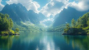 Scenic Lake and Mountain Wallpaper 4k, Desktop Background
