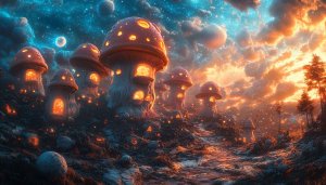 Mushroom House Wallpaper, Fantasy Wallpaper, Magical Forest, Desktop Background