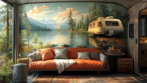 Lake Wallpaper: Nature, RV, and Interior Design Scenic View