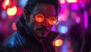 Cyberpunk Neon Guy Wallpaper | Rainy City Aesthetic 4K
