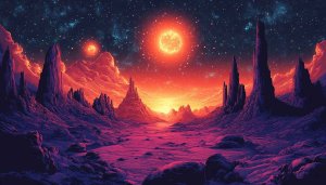 Alien Planet Landscape Wallpaper, Outer Space Scene, Galaxy Backgrounds